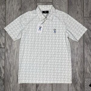 Eastside Golf Snap Placket Polo Mens M White Logo AOP Short Sleeve Nylon Stretch